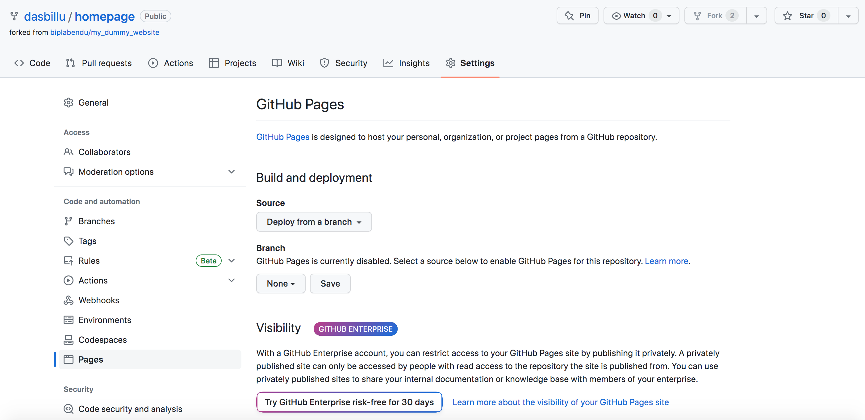 Setup GitHub Pages.